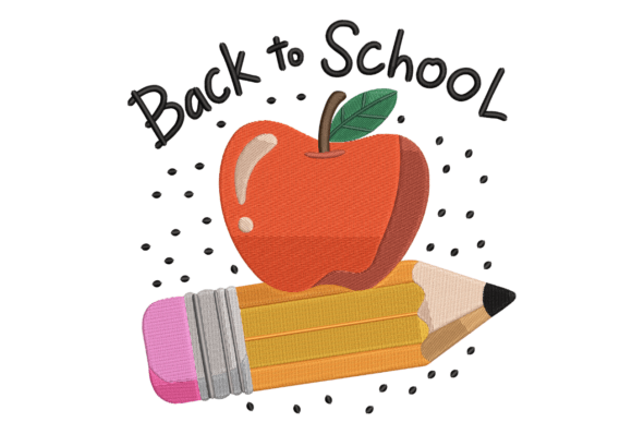 Back to School Apple Pencil Embroidery Design