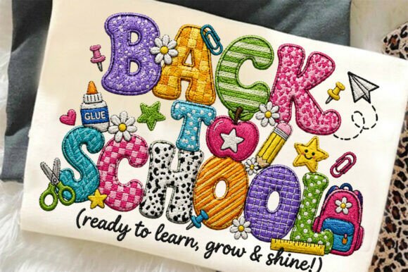 Back to School Embroidery Typography PNG: Real Sweatshirt Test