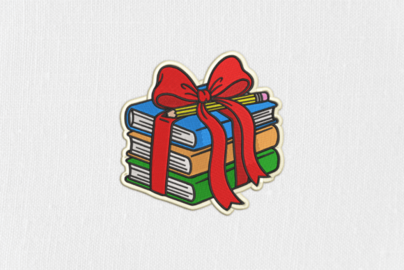 Books and Bow Back to School Embroidery