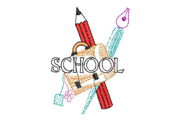 Classic School Supplies Embroidery