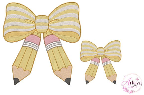 Cute Pencil Bow Embroidery Design