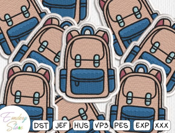 Cute Student Bag Patch Embroidery File