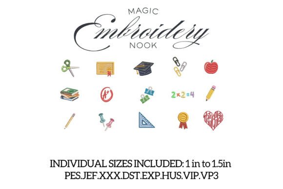 Mini Teacher Embroidery X 15 Designs