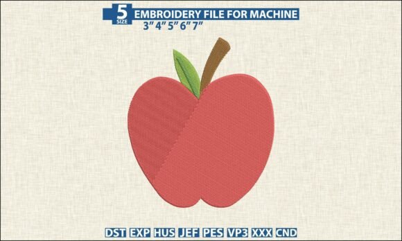 Red Apple Embroidery DST PES Pattern