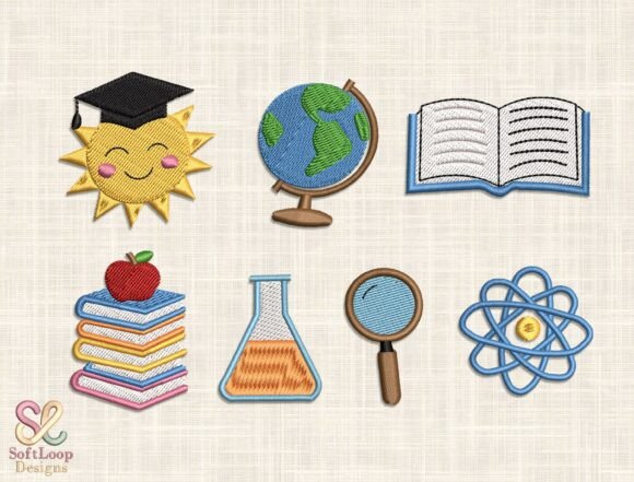 School Embroidery Design Bundle